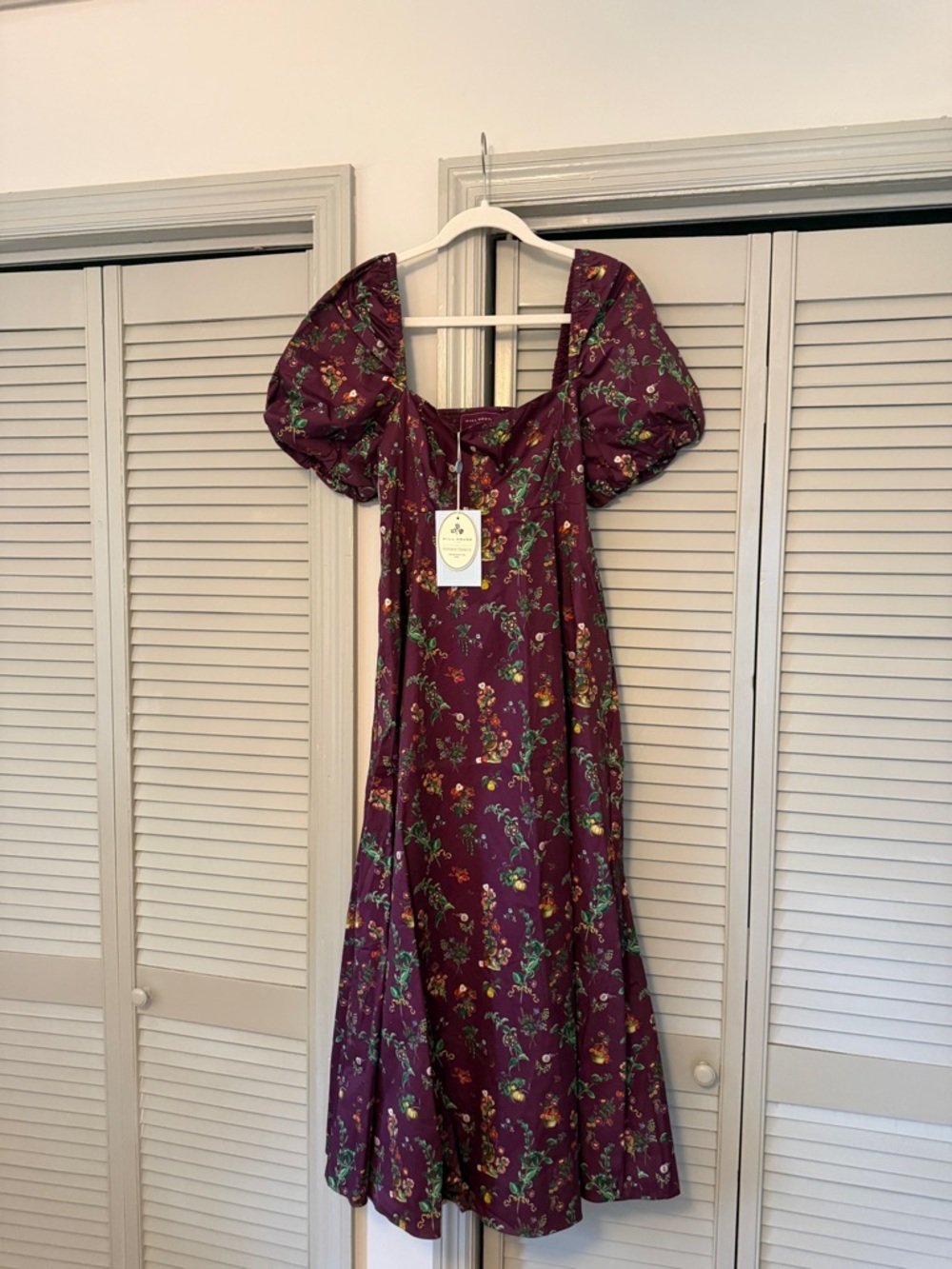 Hill House Plum Floral Puff Sleeve Dress